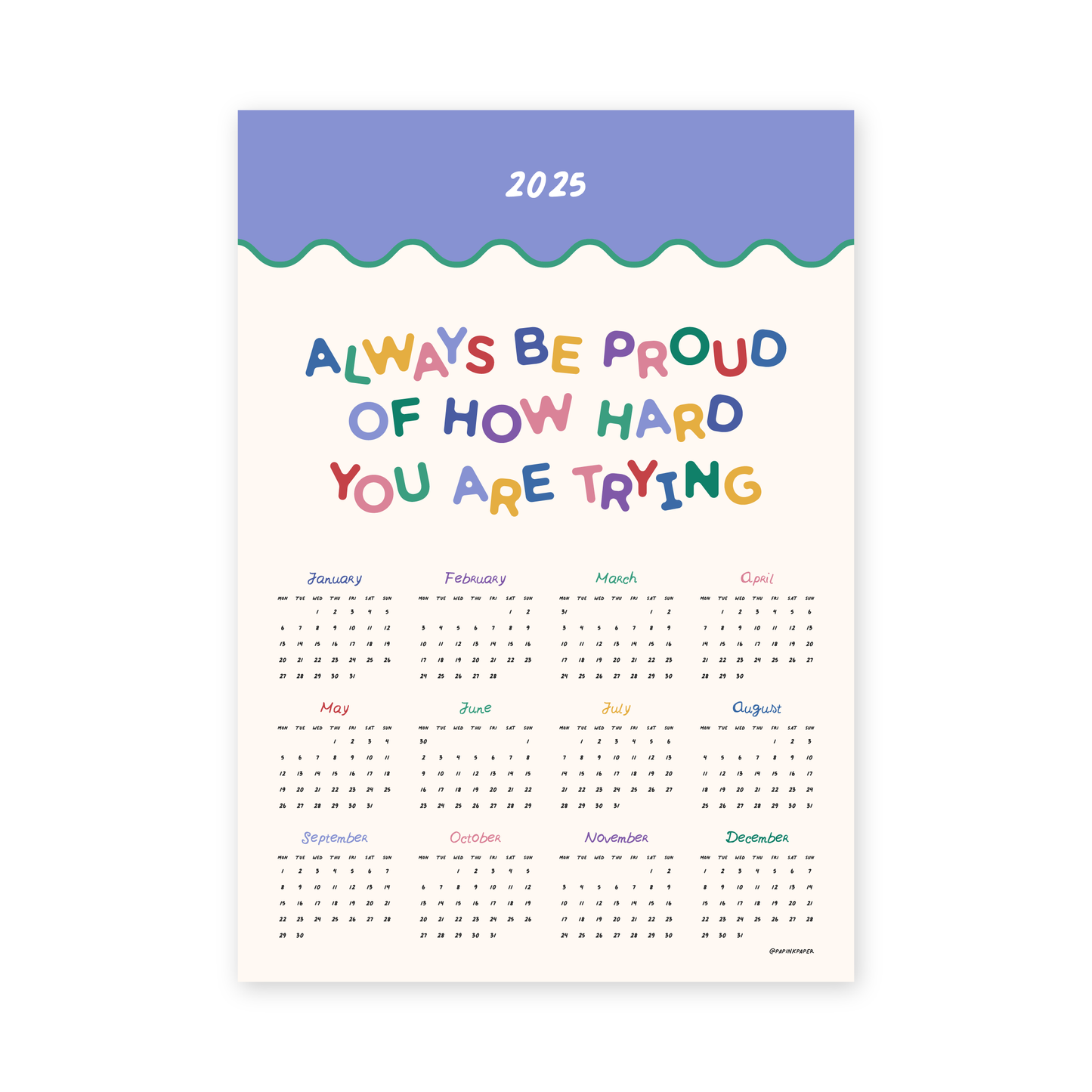 Colorful 2025 Calendar